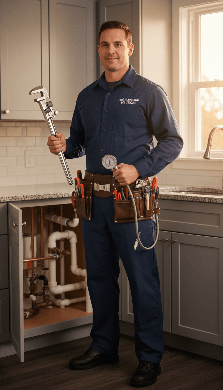 Professional plumber completing outdoor spigot repair with confidence
